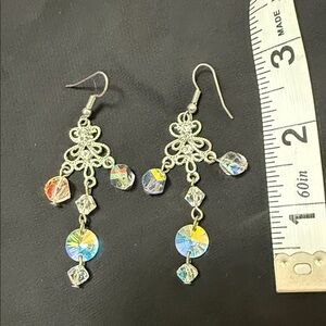 Custom Elegant Silver Bridal Dangle Earrings with Crystal and rhinestone Accents